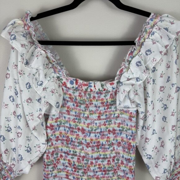 70°F/21°C Women's Puffy Sleeve Princess Tulle Mini Dress Size S Coquette Floral - Picture 6 of 11